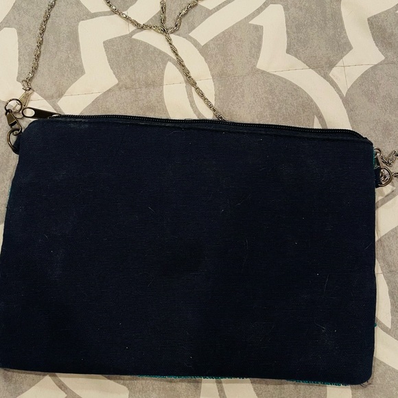 STEVEN Beaded Aztec Front Blue Pink Clutch Zip Purse - Picture 3 of 4